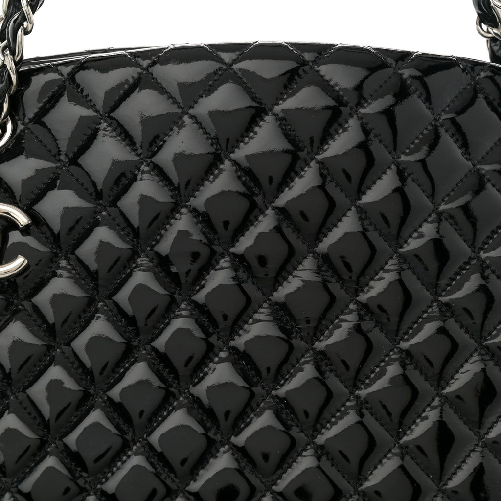 Patent Quilted Large Just Mademoiselle Bowling Bag Black