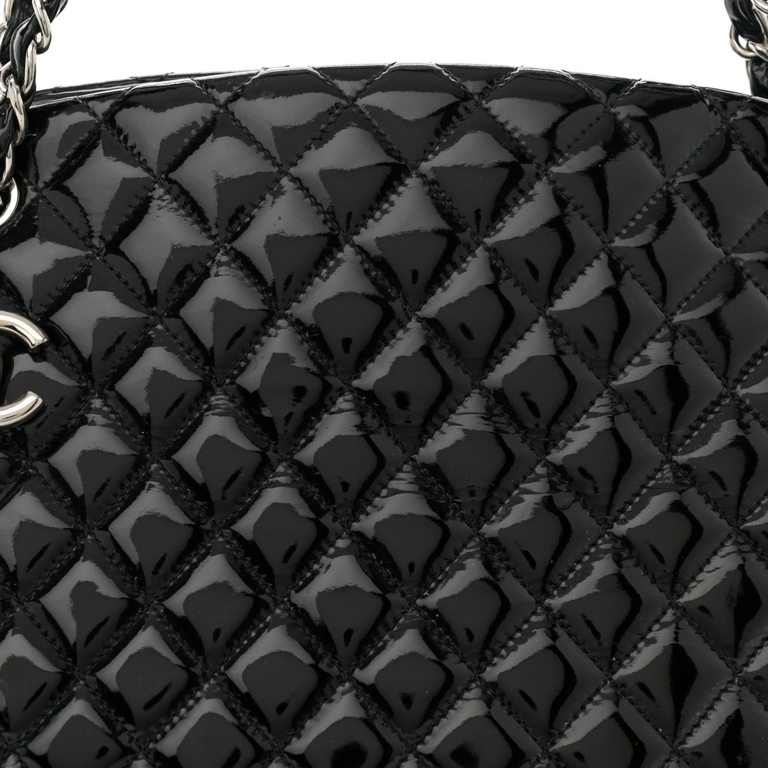 Patent Quilted Large Just Mademoiselle Bowling Bag Black