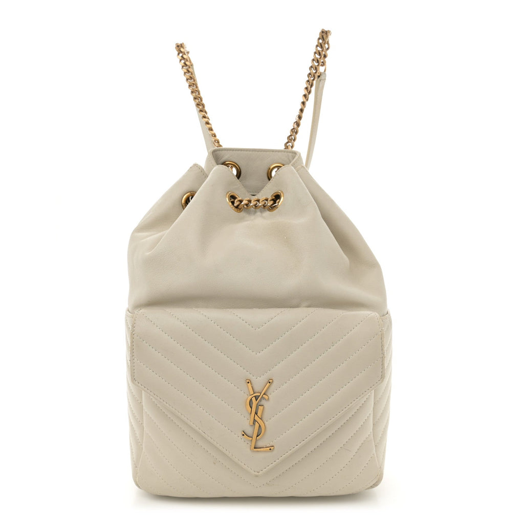 Lambskin Matelasse Monogram Joe Backpack Cream