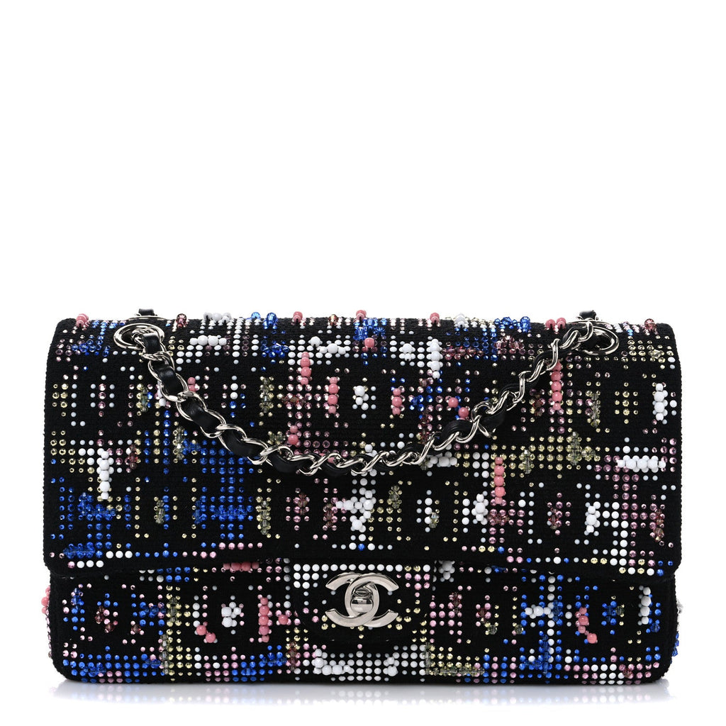 Crystal Tweed CC Medium Double Flap Black