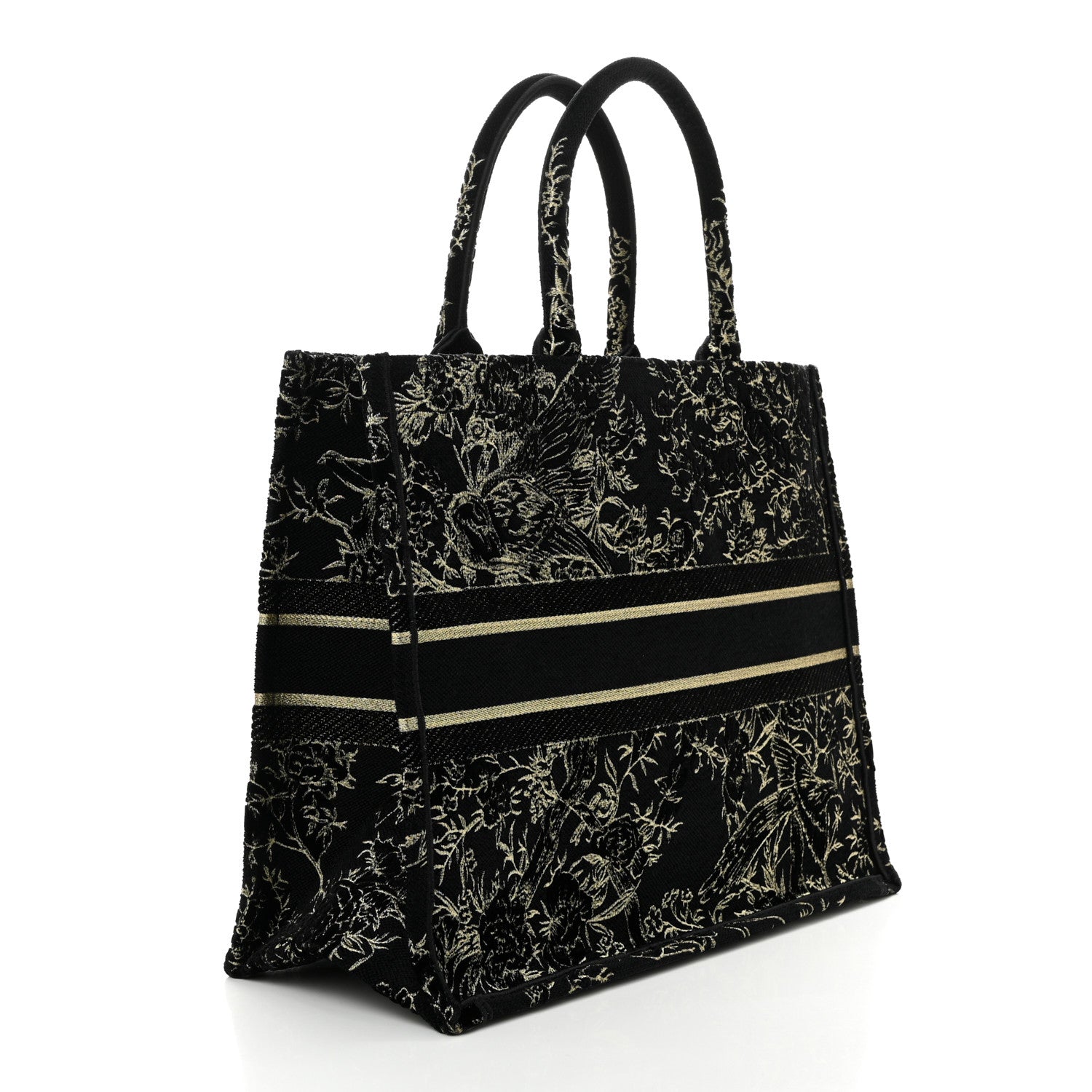 Velvet Jardin d'Hiver Embroidered Large Book Tote Black Gold