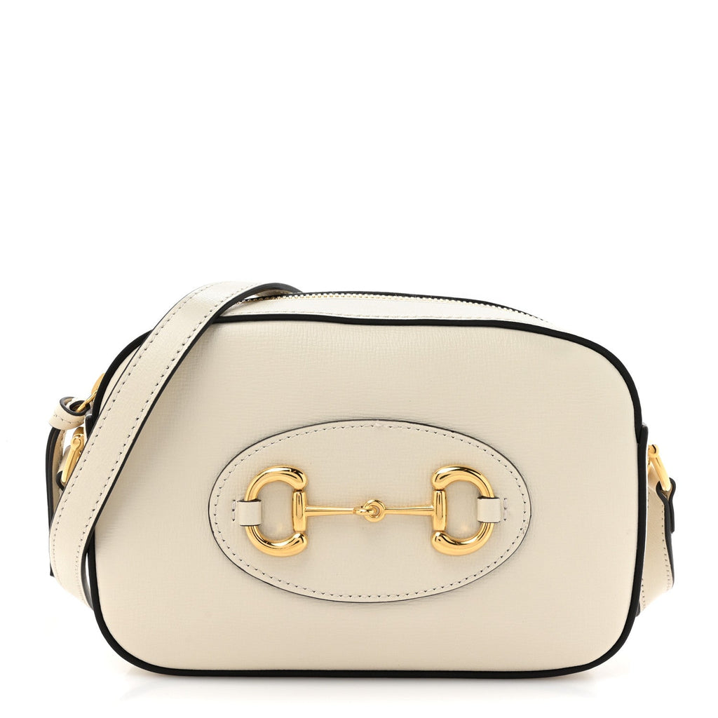 Azalea Calfskin Mini Horsebit 1955 Camera Shoulder Bag Mystic White