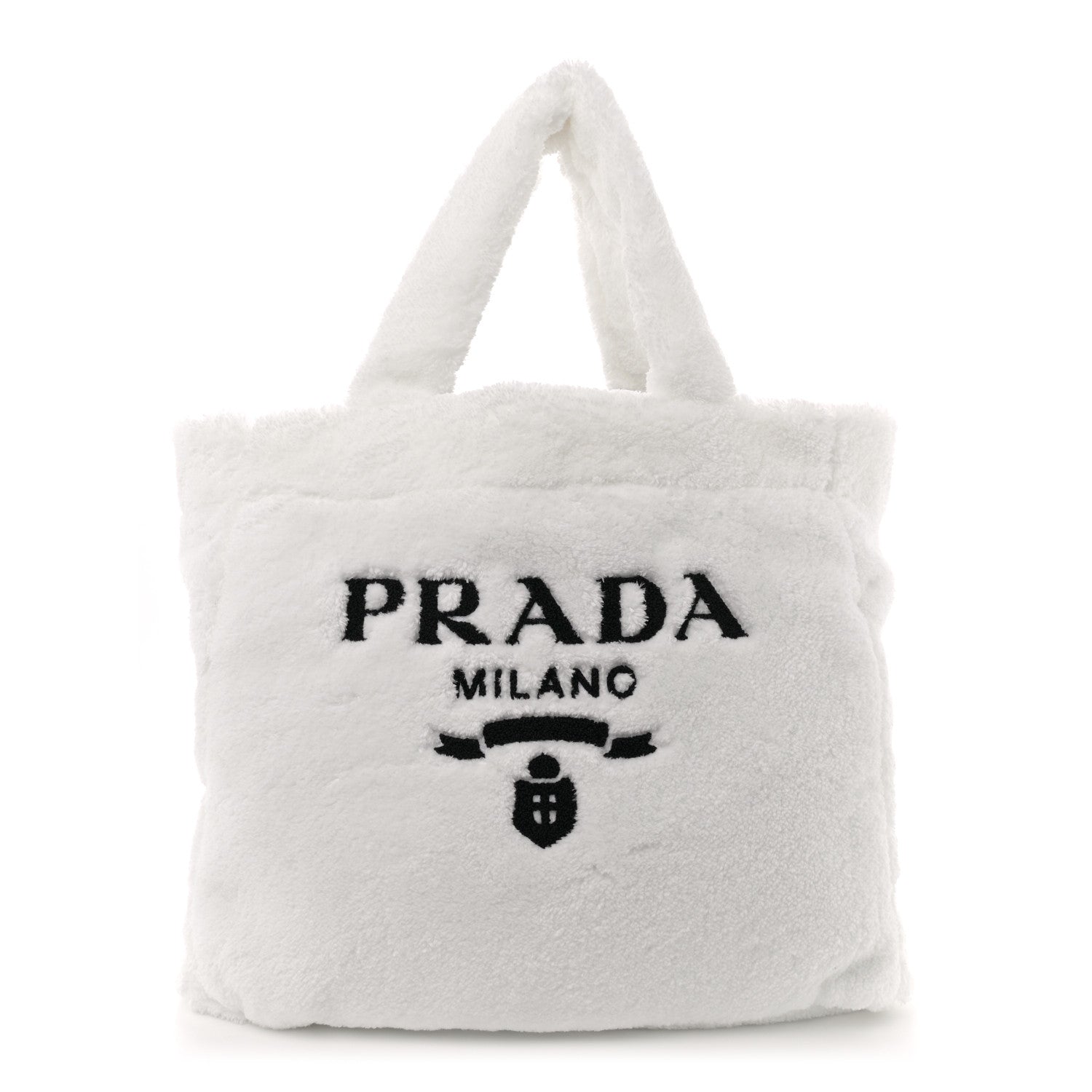 Terry Cloth Tote Bag White Black