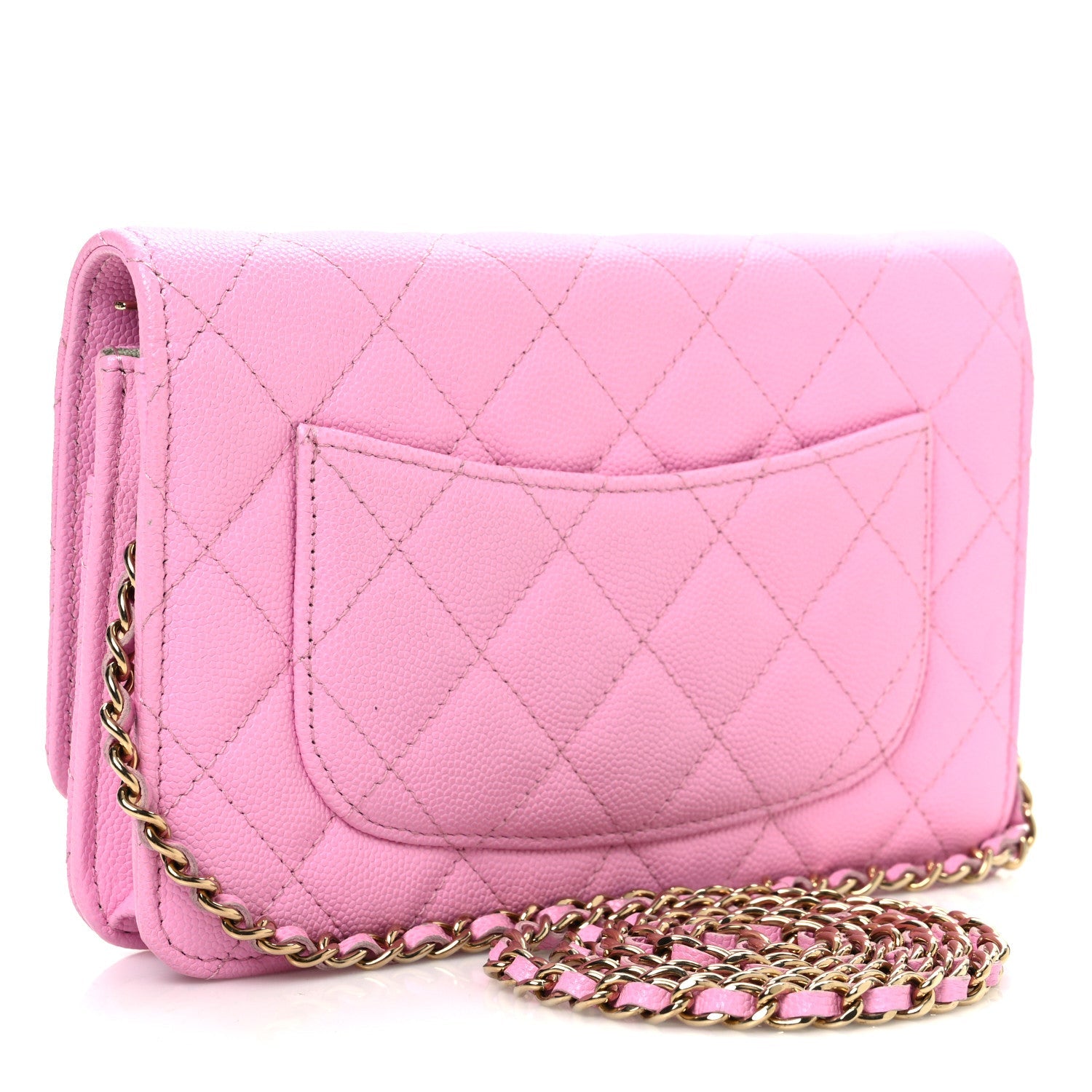 Caviar Quilted Perforated Metal CC Wallet On Chain WOC Lilac Light Green