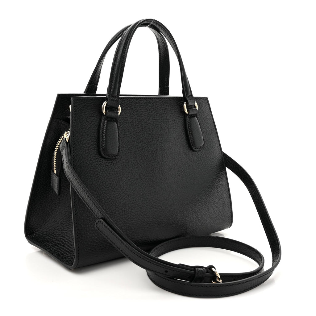 Dollar Calfskin Medium Soho Top Handle Satchel Black