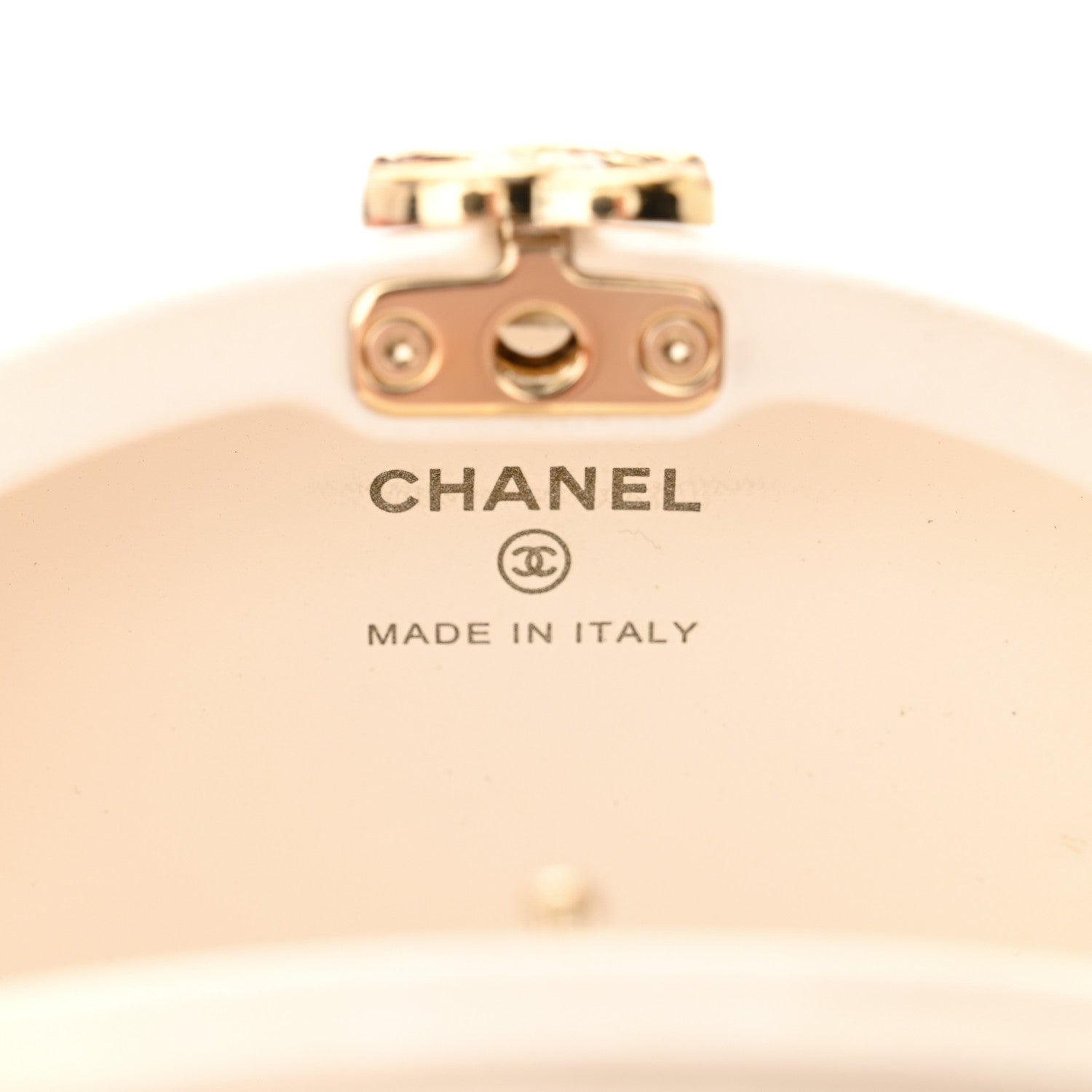 Lambskin Quilted Oval Minaudiere Chain Clutch White
