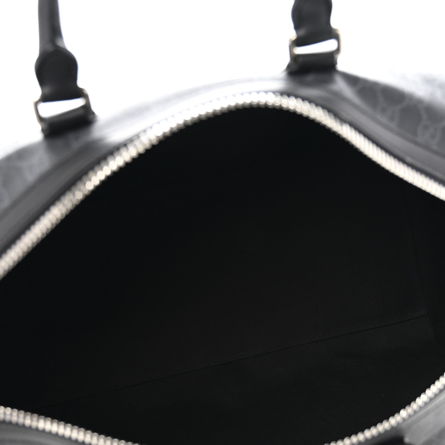 Soft GG Supreme Monogram Appia Calfskin Web Medium Carry On Duffle Bag Black Grey