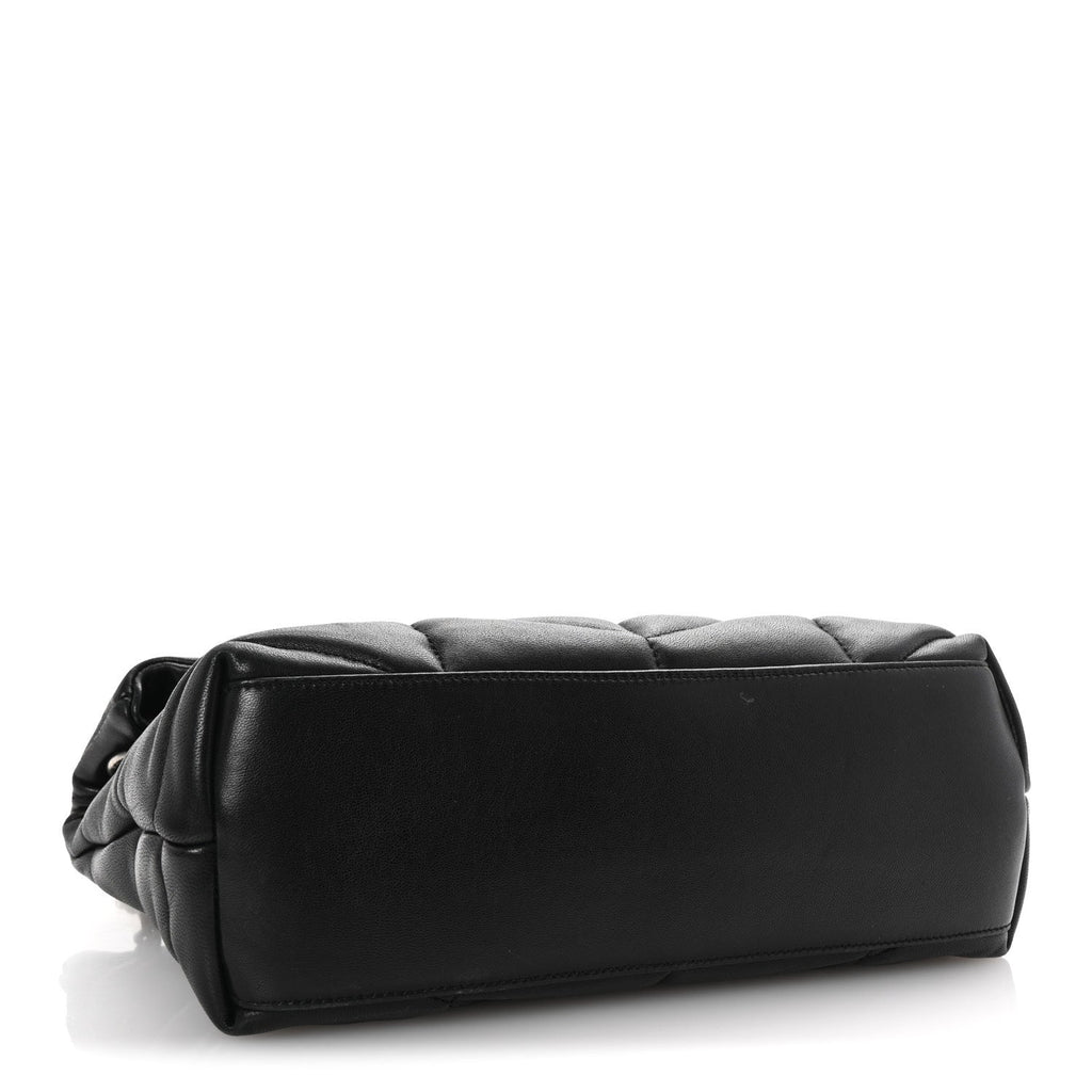 Lambskin Quilted Small Loulou Puffer Monogram Chain Satchel Black