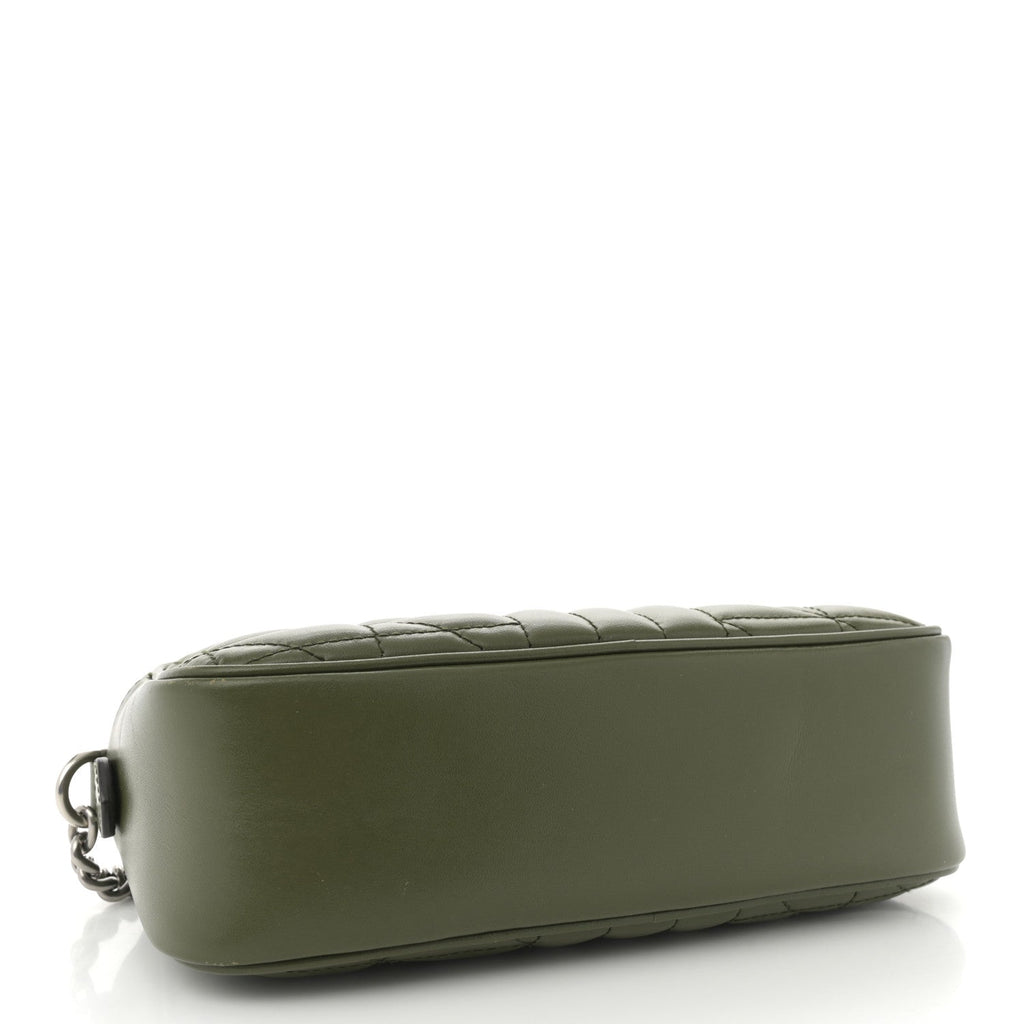 Calfskin Matelasse Aria Small GG Marmont Chain Shoulder Bag Military Wood