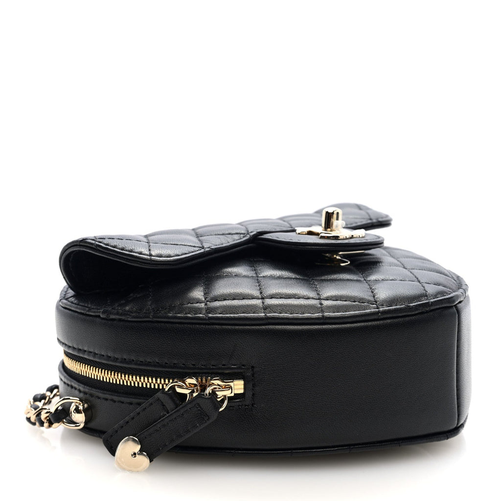 Lambskin Quilted CC In Love Heart Bag Black