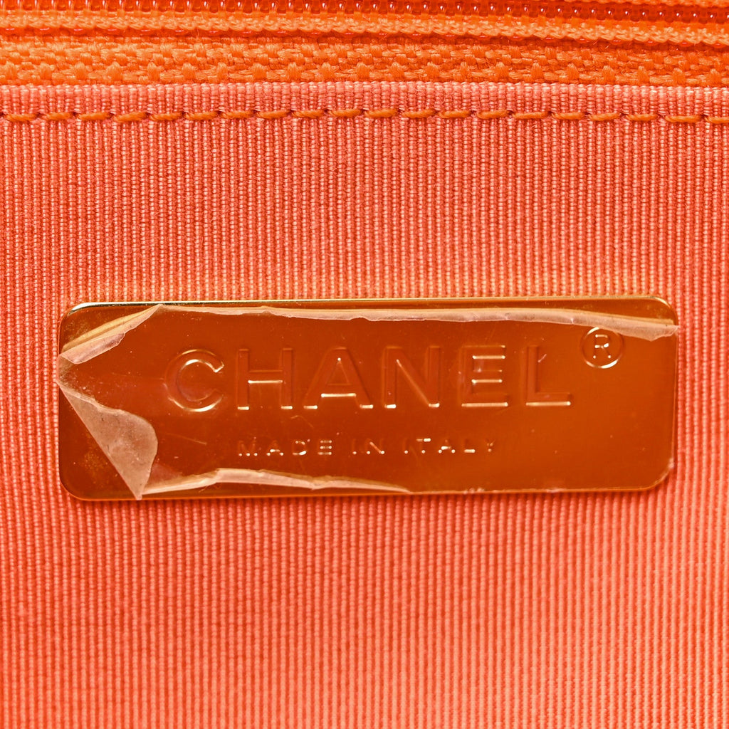 Lambskin Quilted Medium Chanel 19 Flap Orange