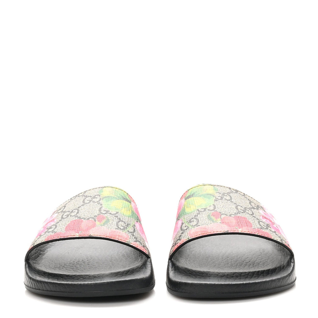 GG Supreme Monogram Blooms Slide Sandals 35 Beige Multicolor