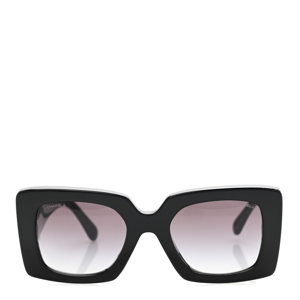 Acetate Pearl Rectangle Sunglasses 5480-H-A Black