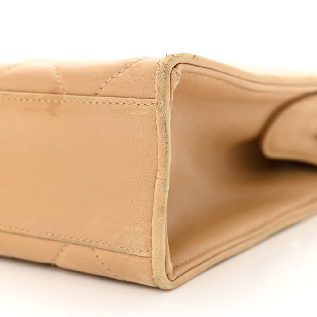 Lambskin Quilted Diamond CC Bekko Chain Shoulder Bag Beige