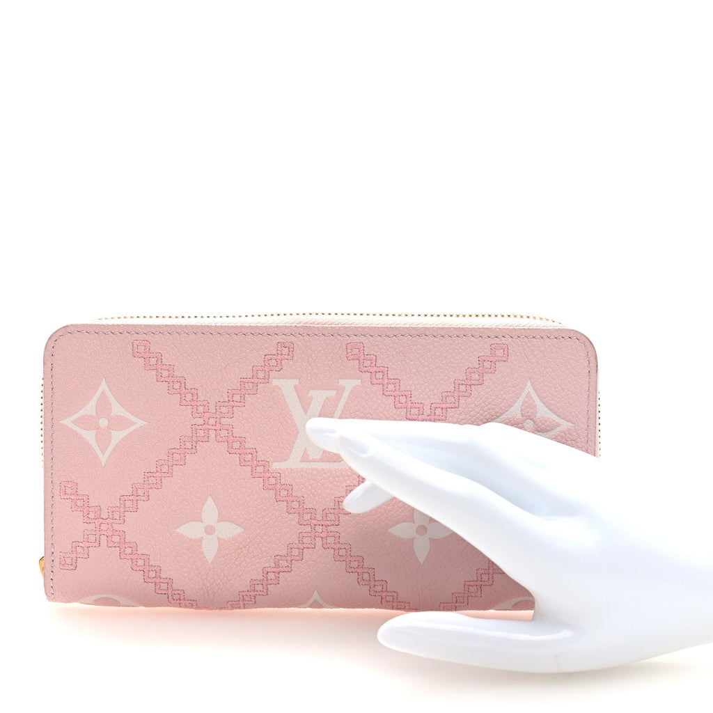 Empreinte Monogram Giant Broderies Zippy Wallet Pink Creme