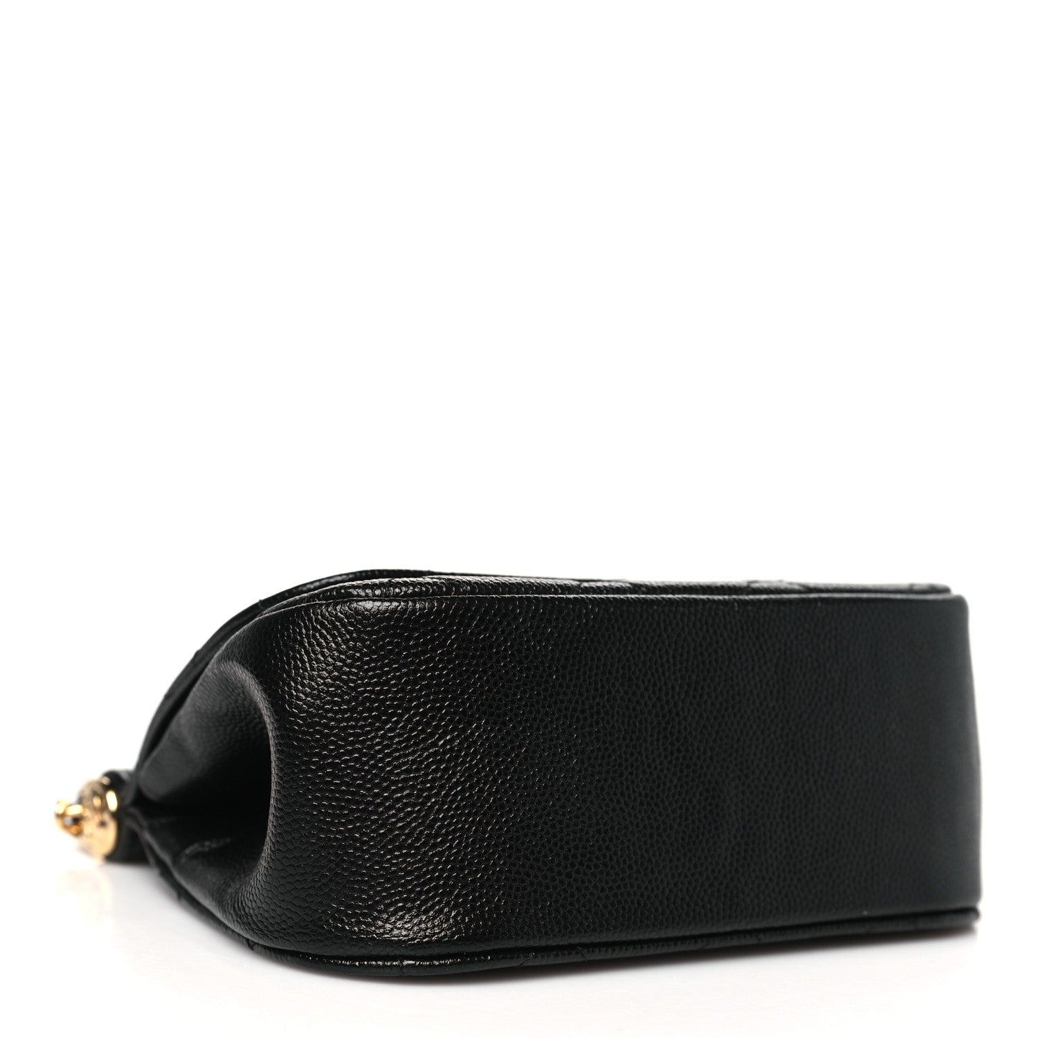 Caviar Quilted  Mini Flap Clutch With Chain Black