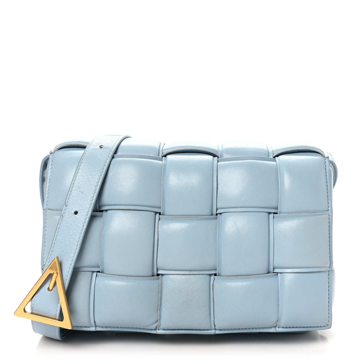 Nappa Maxi Intreccio Padded Cassette Crossbody Bag Ice