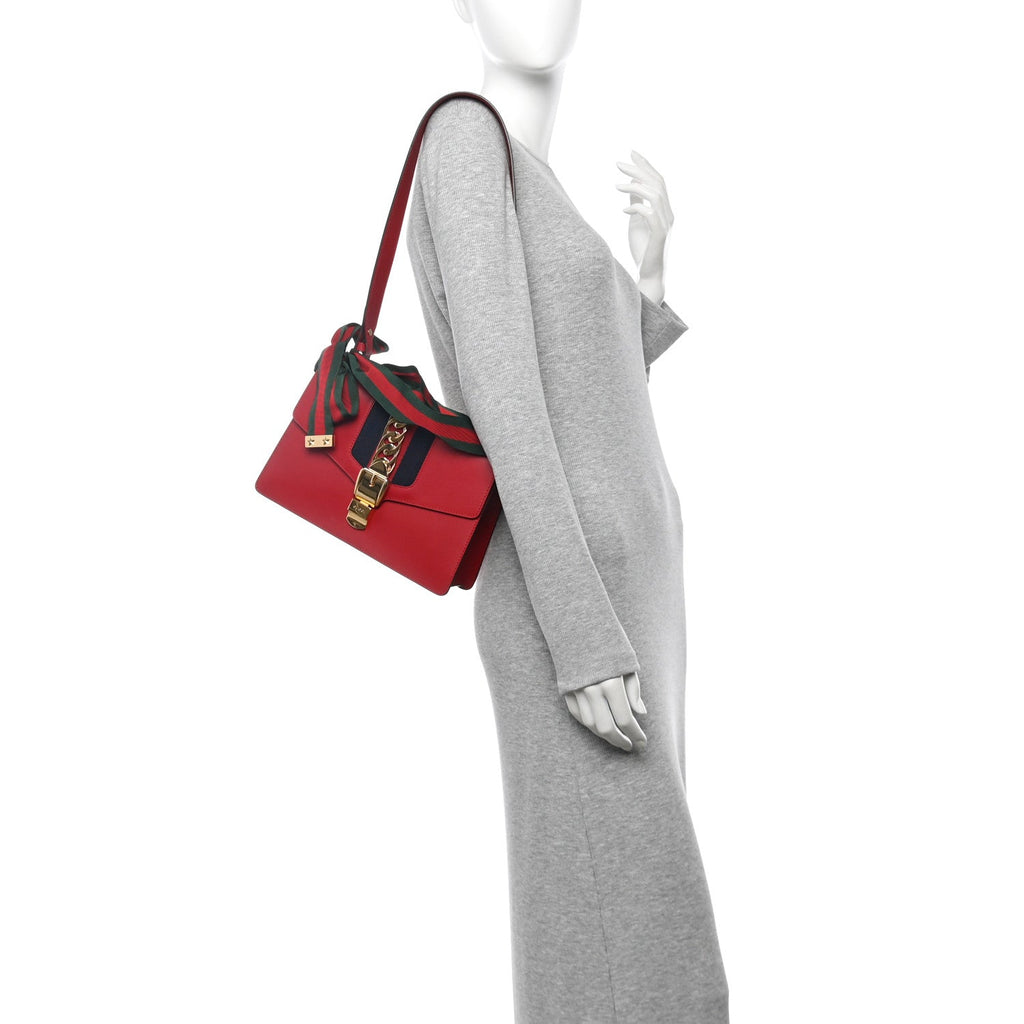 Calfskin Small Sylvie Shoulder Bag Hibiscus Red