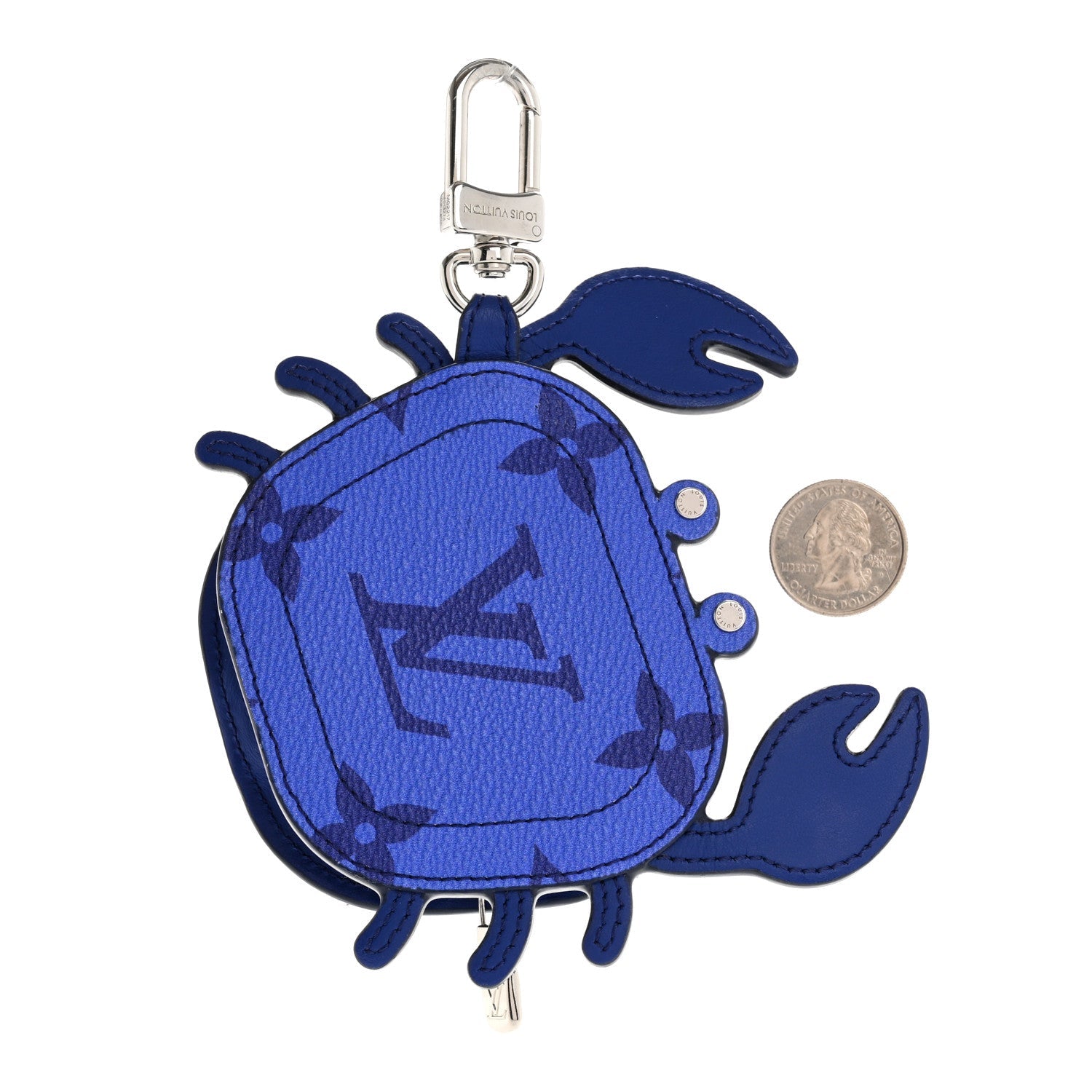 Monogram Crab Bag Charm Blue