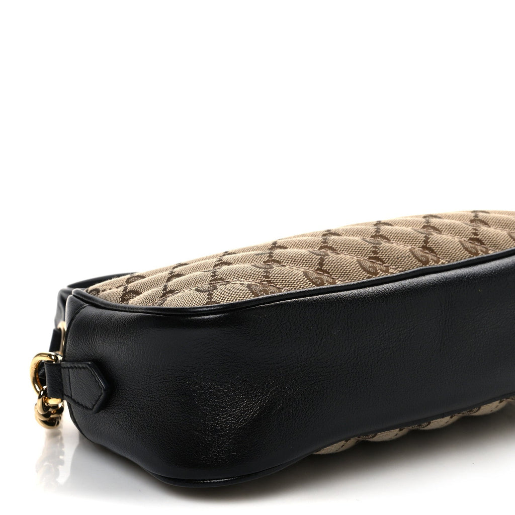 Monogram Matelasse Diagonal Small GG Marmont Chain Shoulder Bag Beige Black