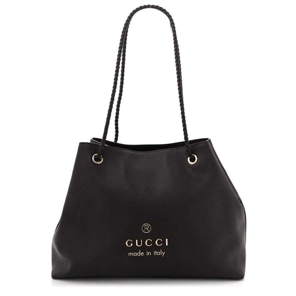 Calfskin Medium Braided Handle Gifford Tote Dark Brown