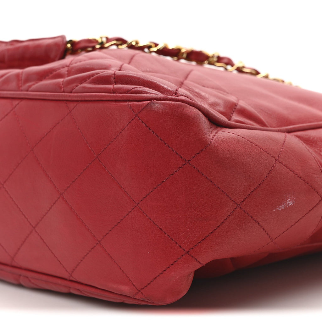 Lambskin Quilted Shoulder Bag Red