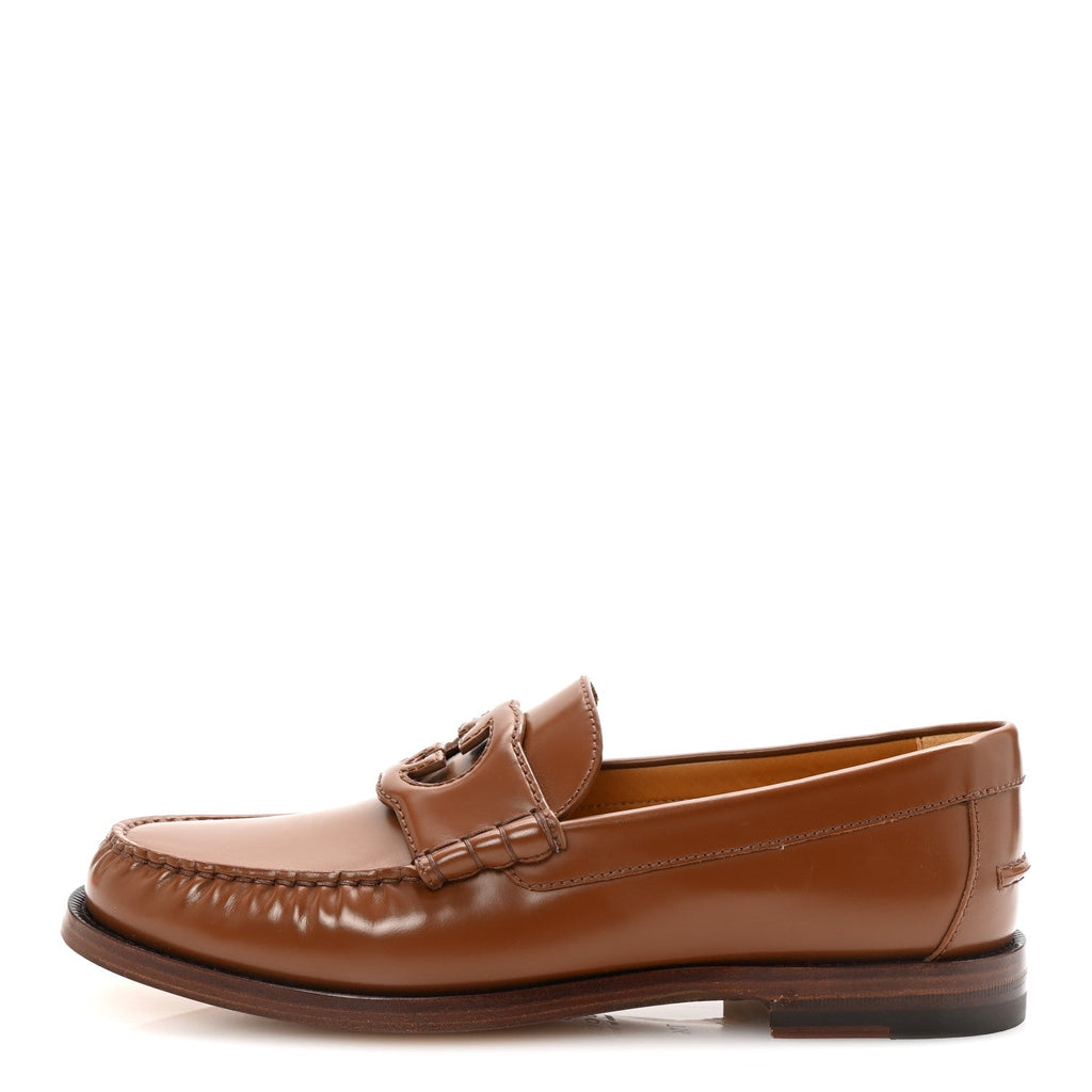 Calfskin Mens Interlocking G Millennial Ribot Loafers 7.5 Cuir