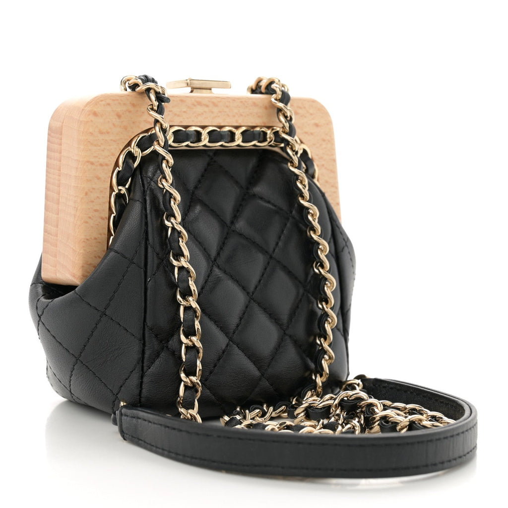 Lambskin Quilted Hollywood Clutch Black