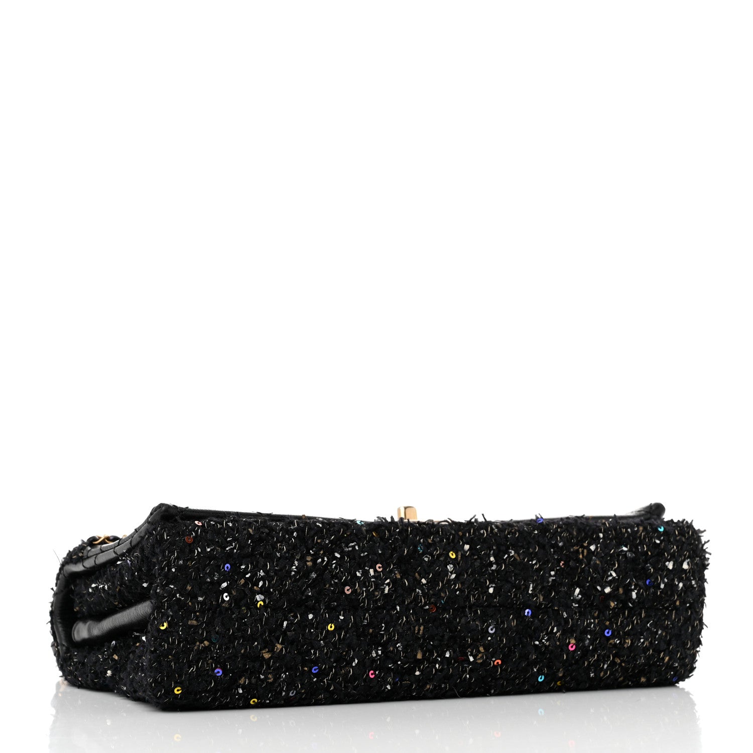 Lambskin Quilted Tweed Sequin Medium Chain Flap Bag Black Multicolor