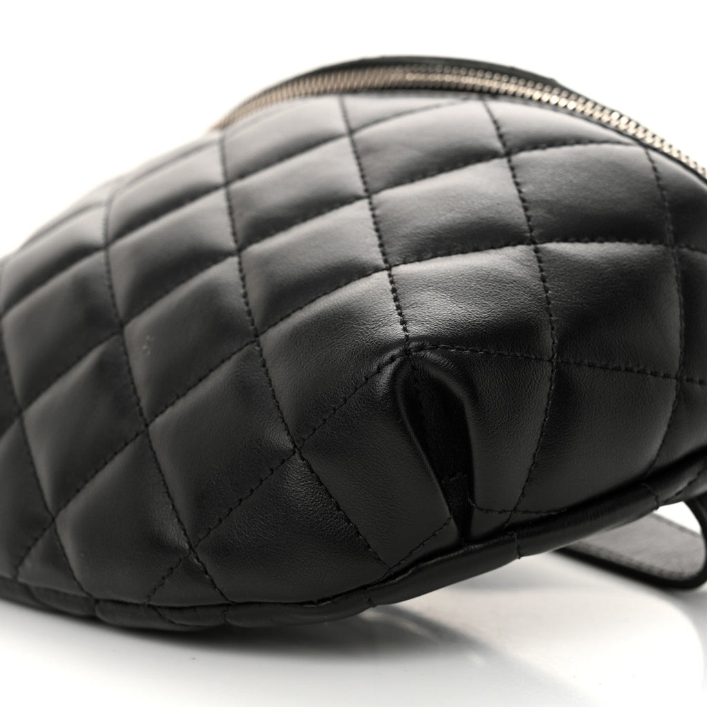 Calfskin Quilted Uniform Waist Belt Bag Black