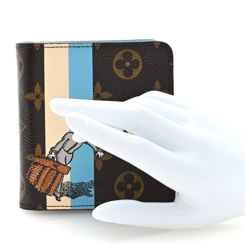Monogram Groom Compact Zip Wallet Blue