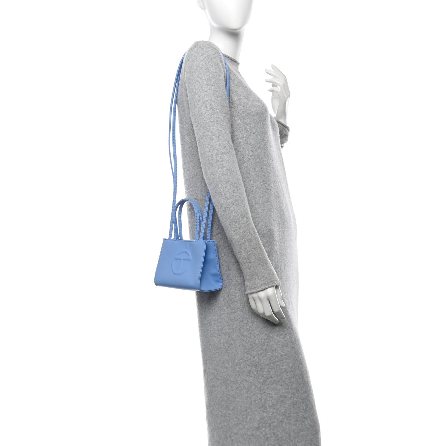 Vegan Leather Small Shopping Bag Cerulean