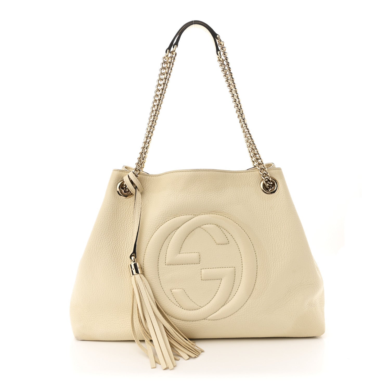 Pebbled Calfskin Medium Soho Chain Shoulder Bag Off White