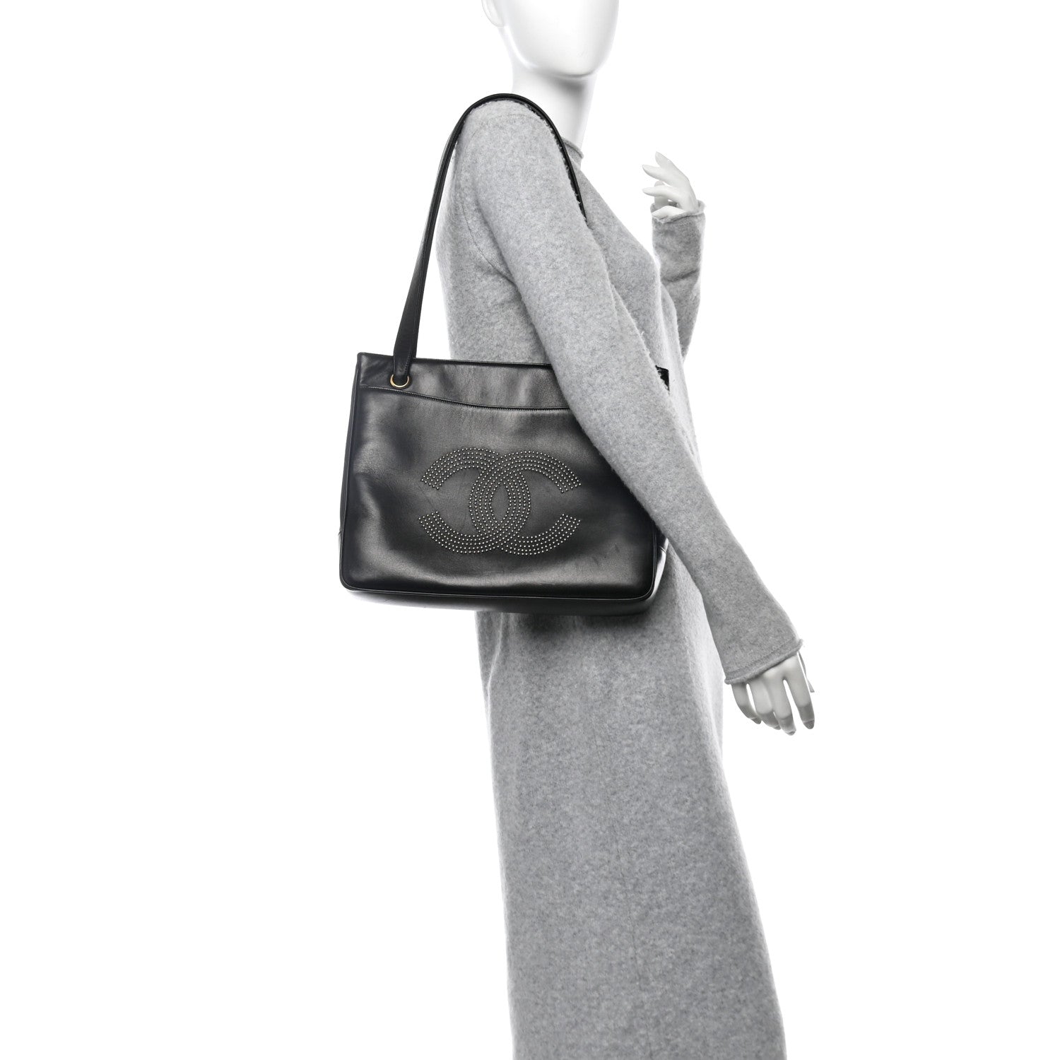 Lambskin Studded CC Tote Black