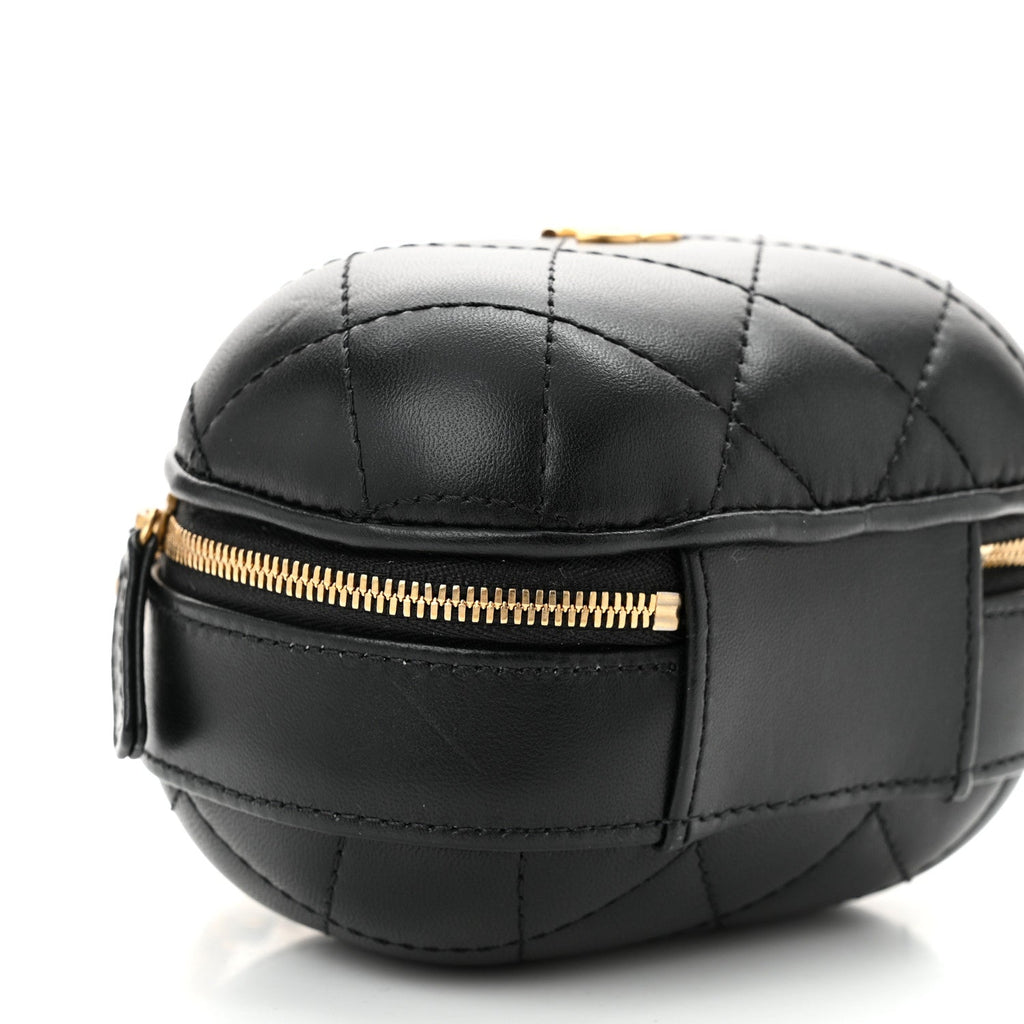 Lambskin Quilted Small CC Bubble Vanity Case With Chain Black