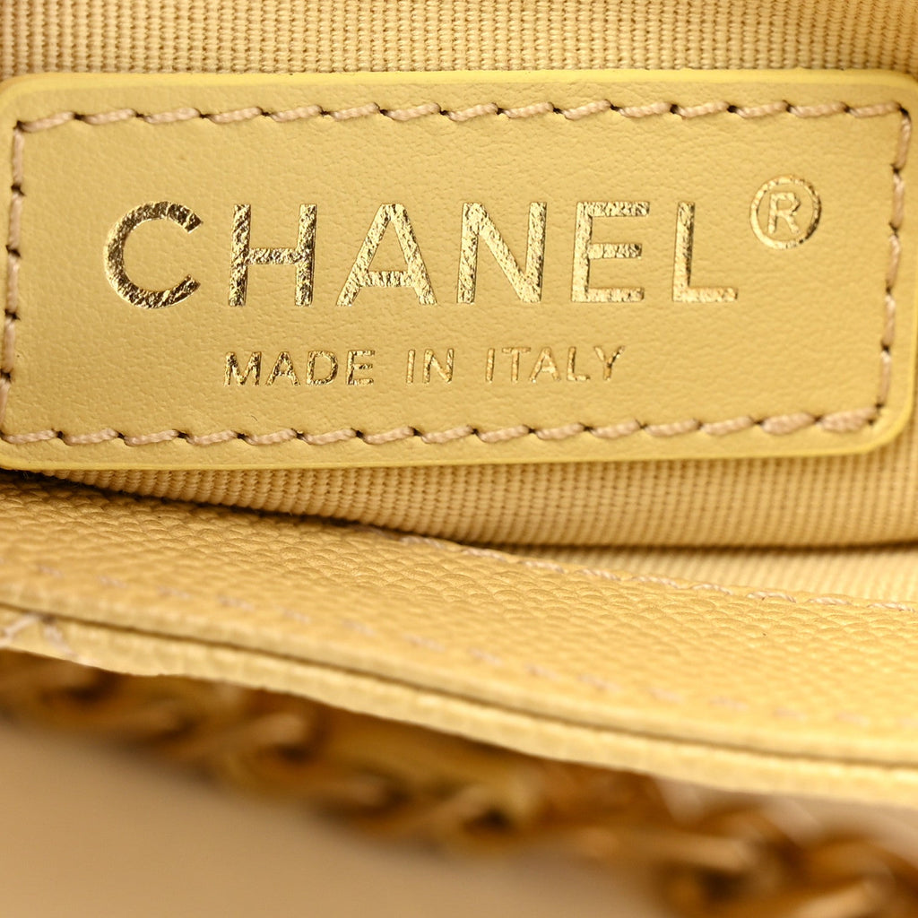 Shiny Caviar Quilted Large Chain Melody Flap Yellow
