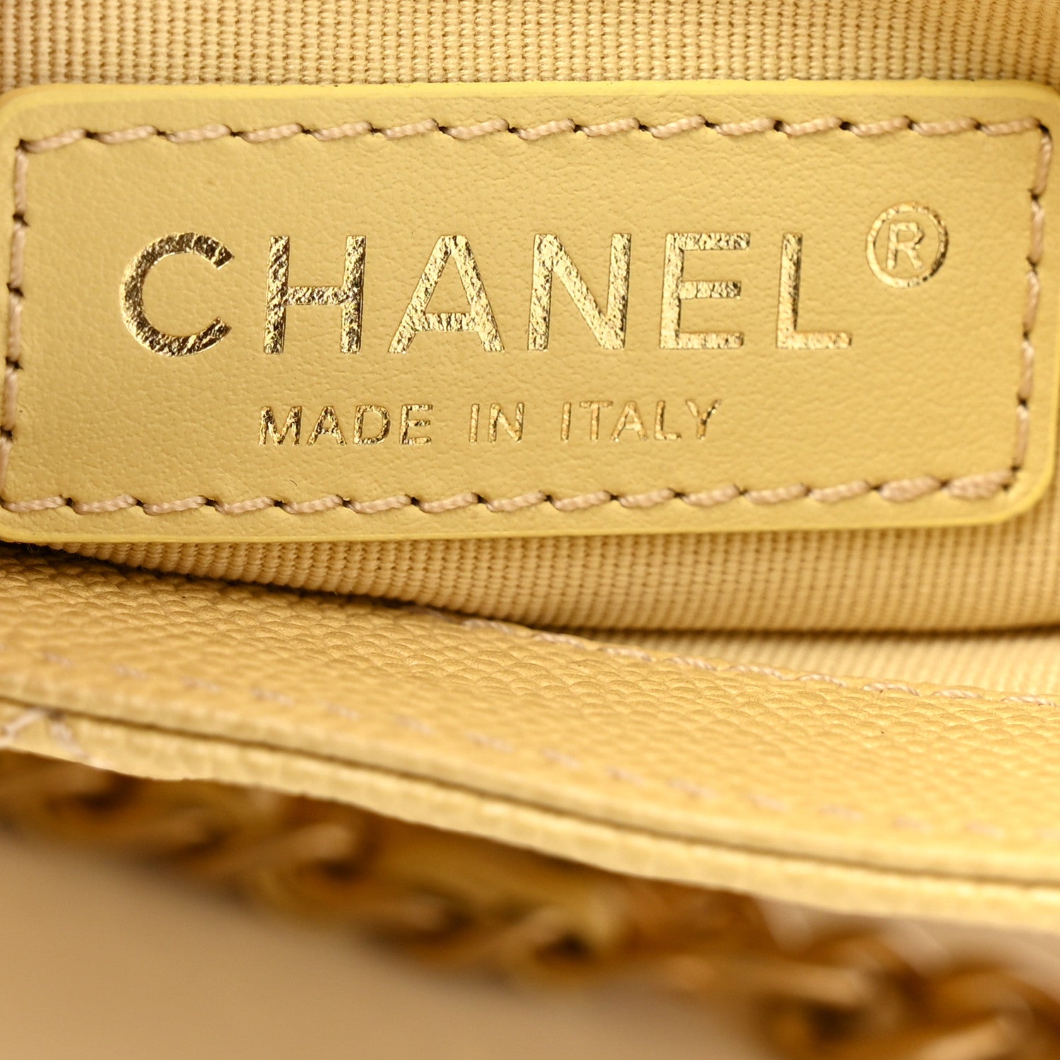 Shiny Caviar Quilted Large Chain Melody Flap Yellow