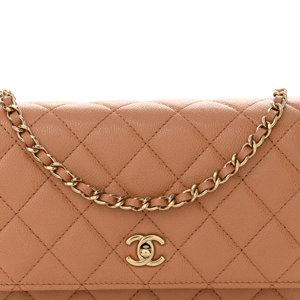 Caviar Quilted CC Turnlock Wallet On Chain WOC Brown
