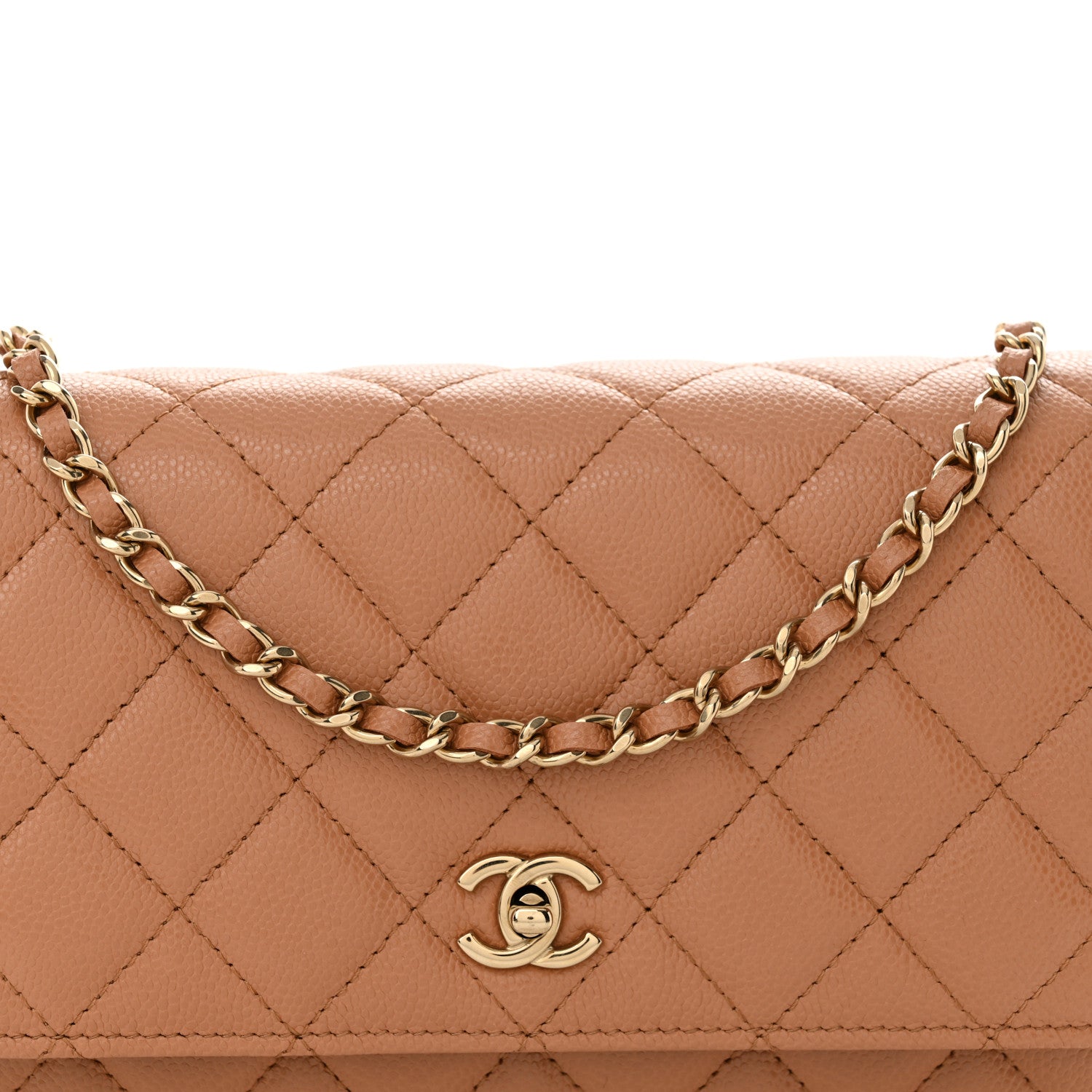 Caviar Quilted CC Turnlock Wallet On Chain WOC Brown