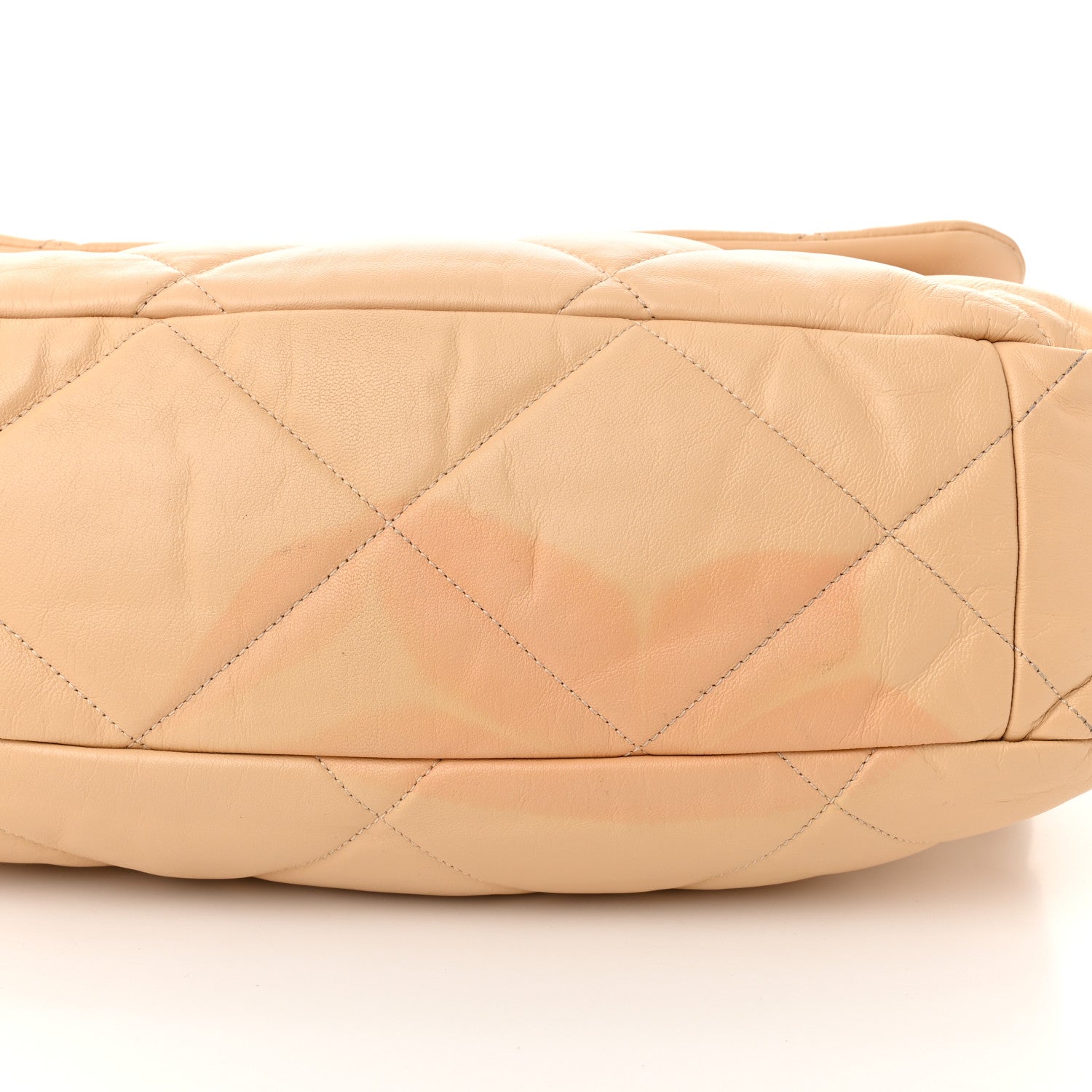 Goatskin Quilted Maxi Chanel 19 Flap Beige