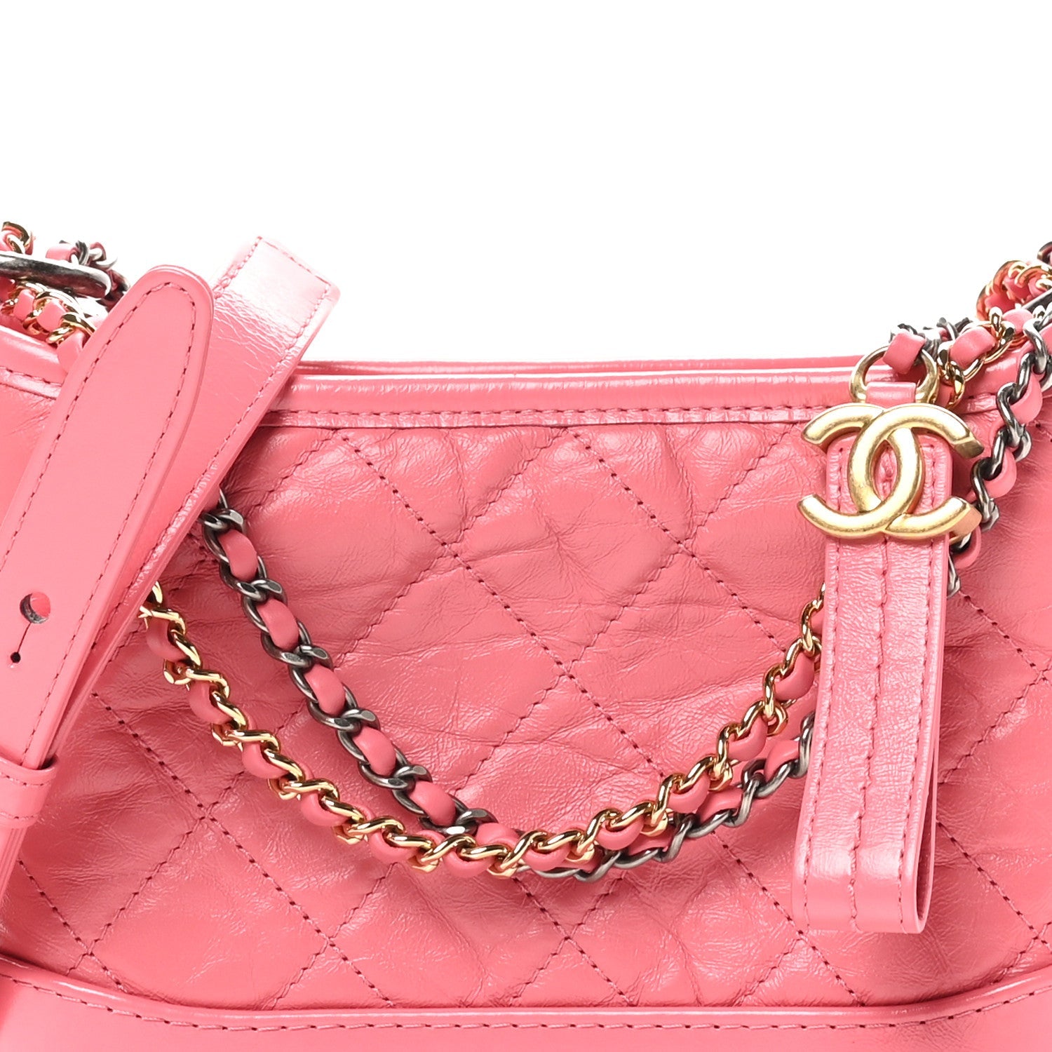 Aged Calfskin Quilted Small Gabrielle Hobo Rose