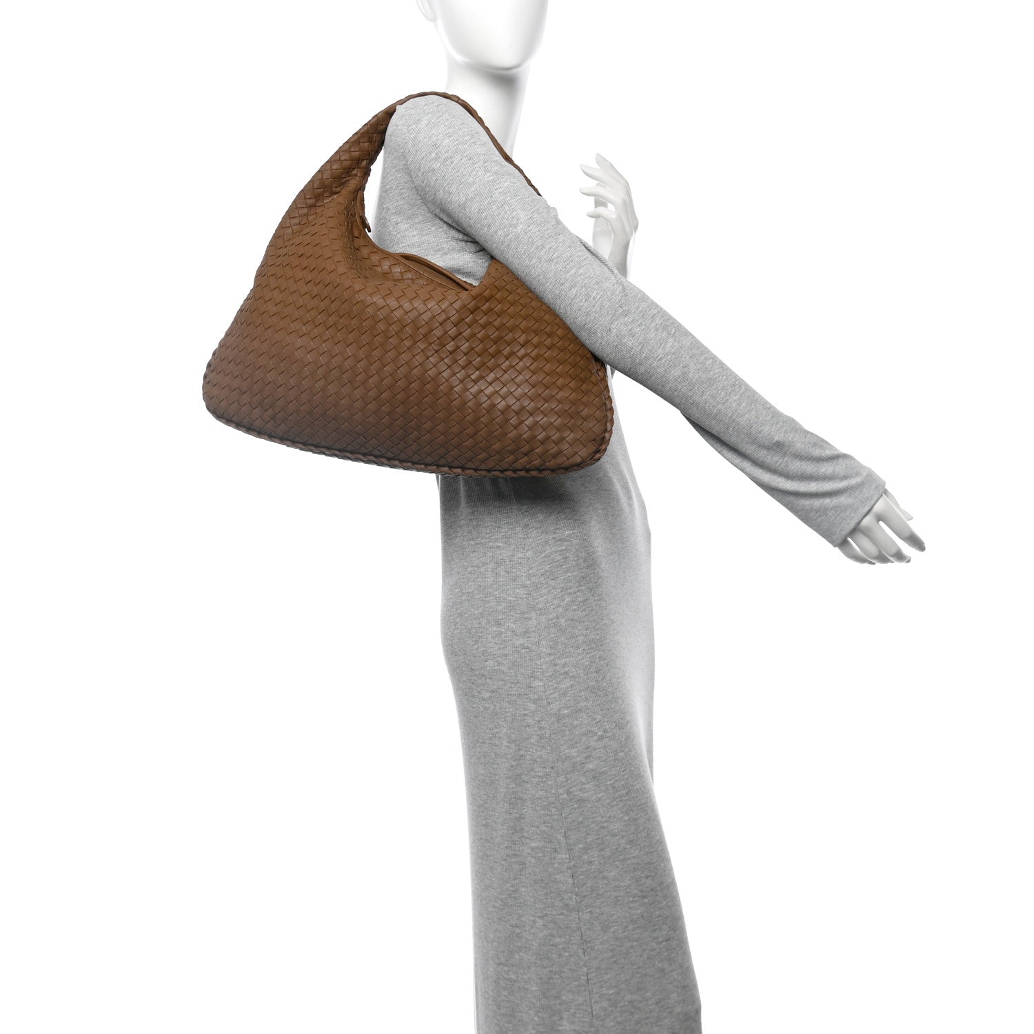 Nappa Intrecciato Large Veneta Hobo  Noce