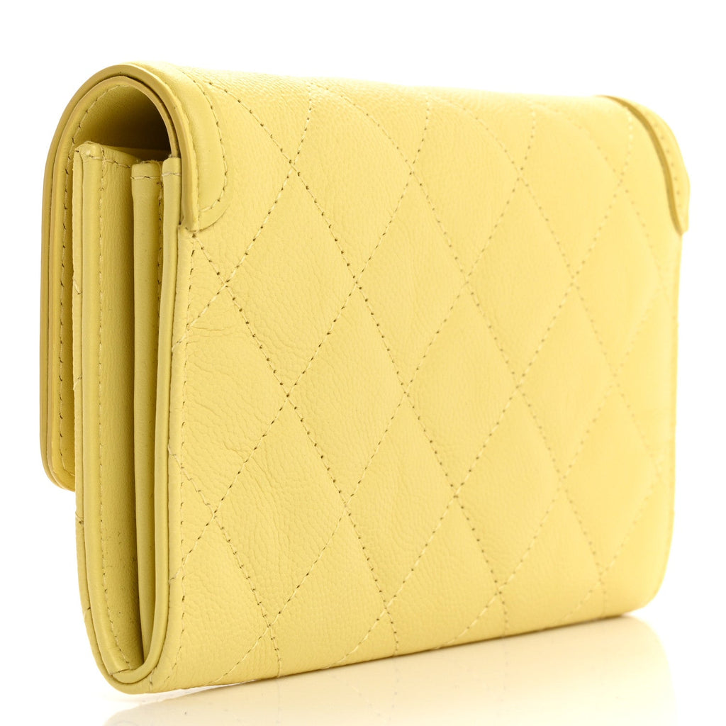 Caviar Quilted Medium Filigree Flap Wallet Yellow