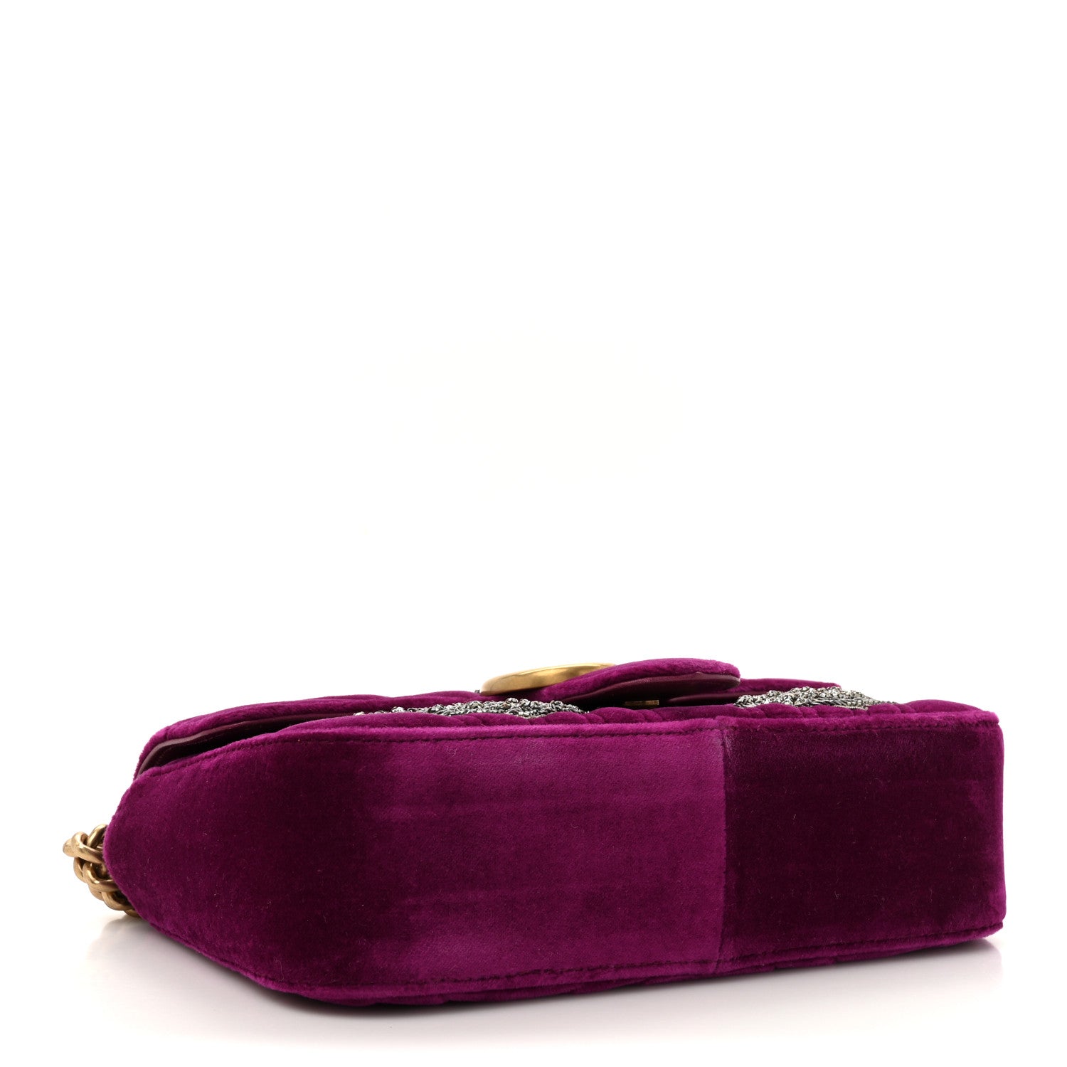 Velvet Matelasse Embroidered Mini GG Marmont Shoulder Bag Bordeaux