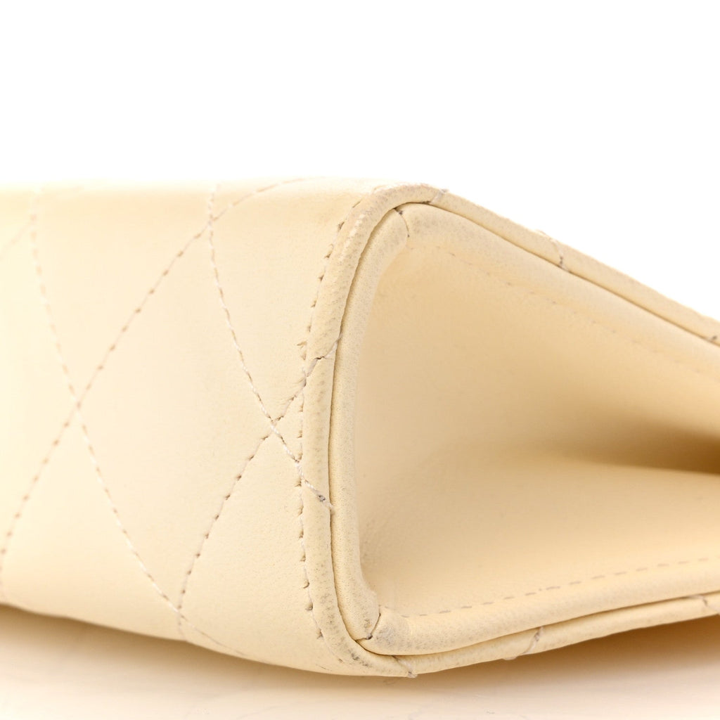 Lambskin Quilted Evening By The Sea Clutch  White