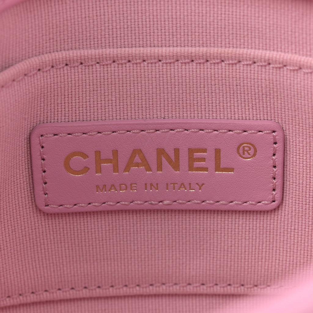 Lambskin Quilted Mini Lacquered Chain Flap Pink