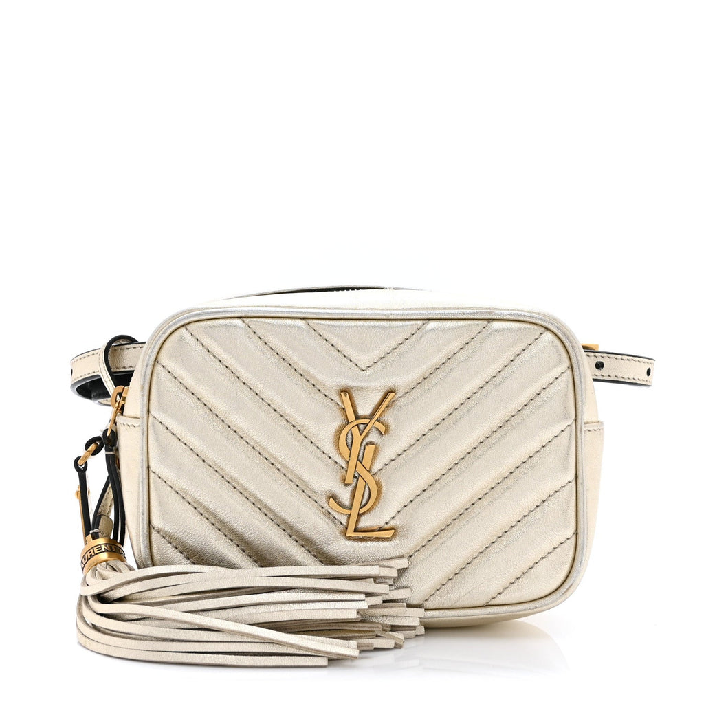 Metallic Calfskin Matelasse Monogram Lou Belt Bag Platino