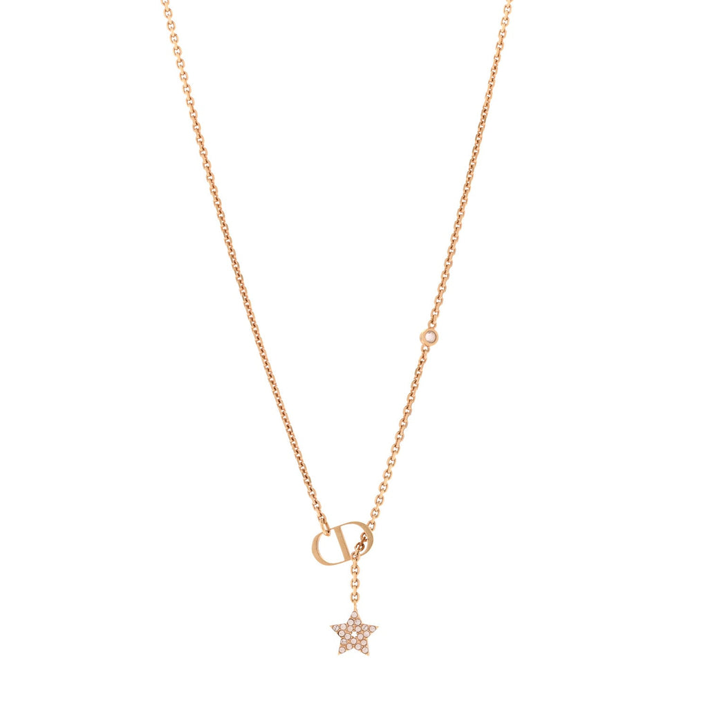 Metal Crystal Petit CD Necklace Rose Gold