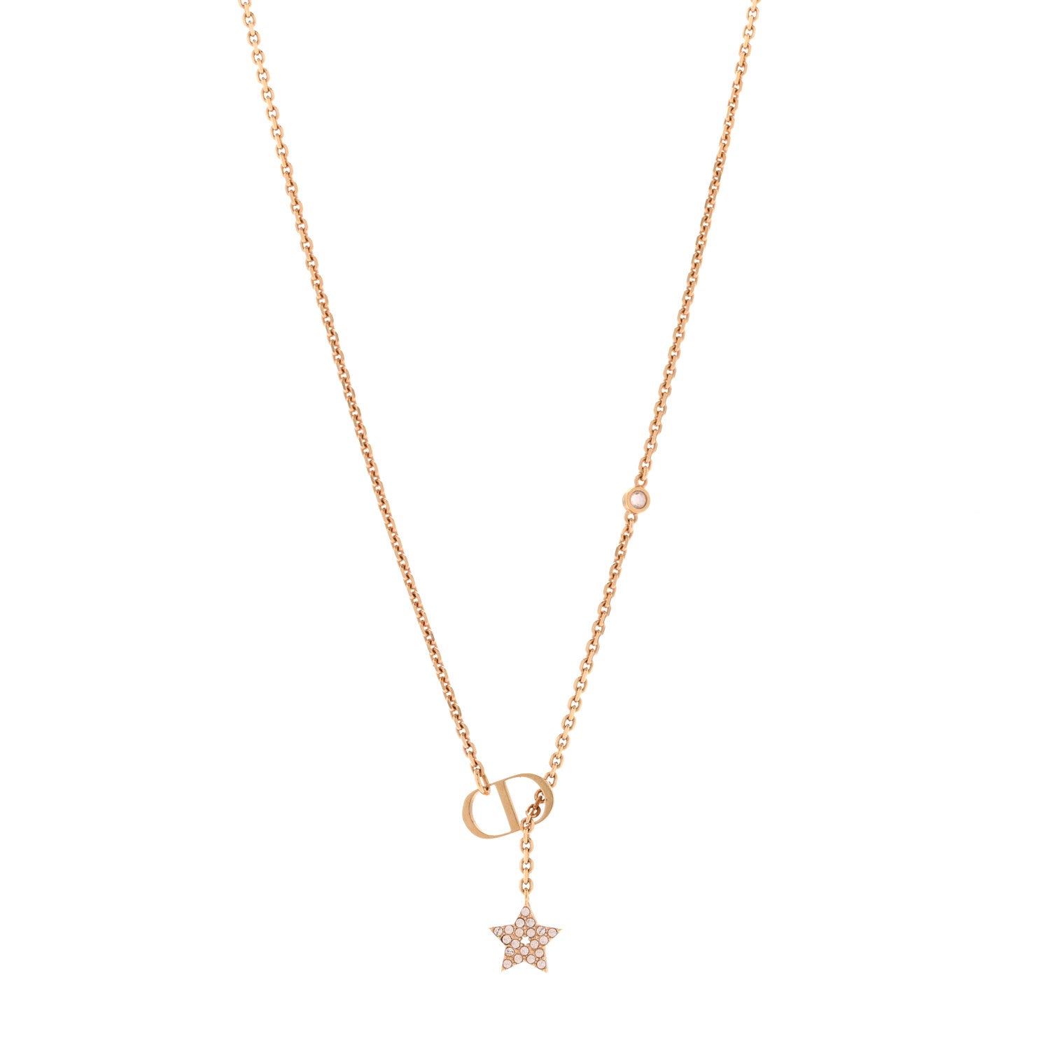 Metal Crystal Petit CD Necklace Rose Gold