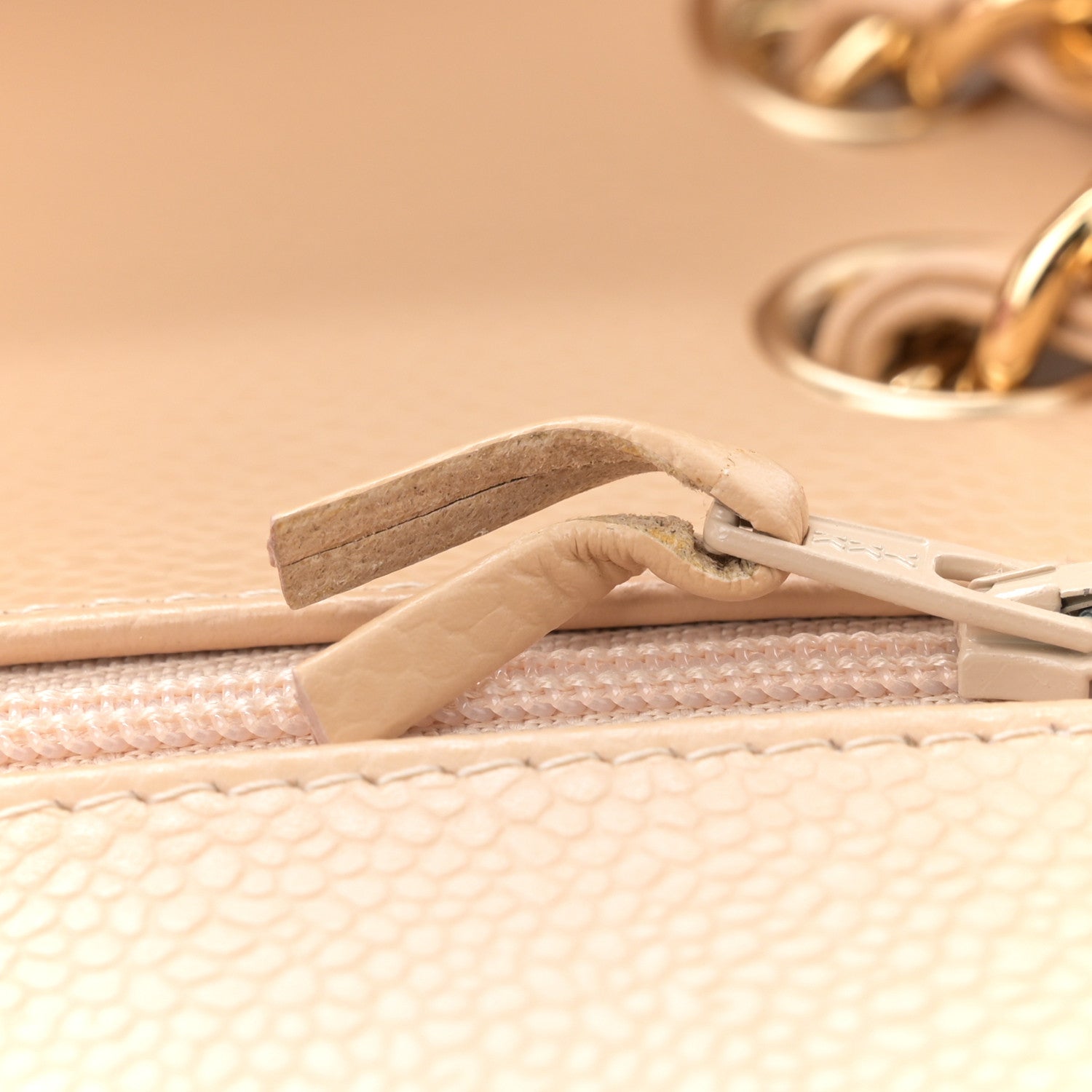 Caviar Quilted Jumbo Double Flap Beige